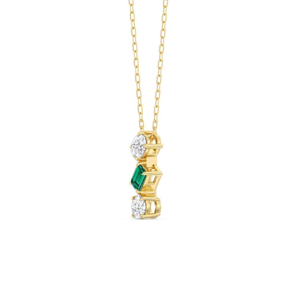 Emerald And Diamond Sleek Sparkle NecklaceTest Drashya with 14KT Yellow Gold Cut Diamond in 14KT Yellow Gold view 2
