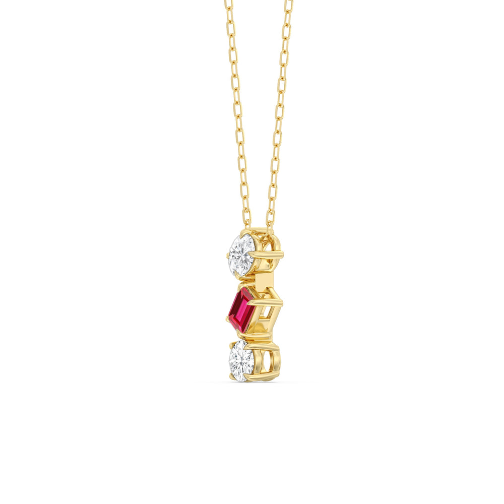 Ruby And Diamond Sleek Sparkle NecklaceTest Drashya with 14KT Yellow Gold Cut Diamond in 14KT Yellow Gold view 2
