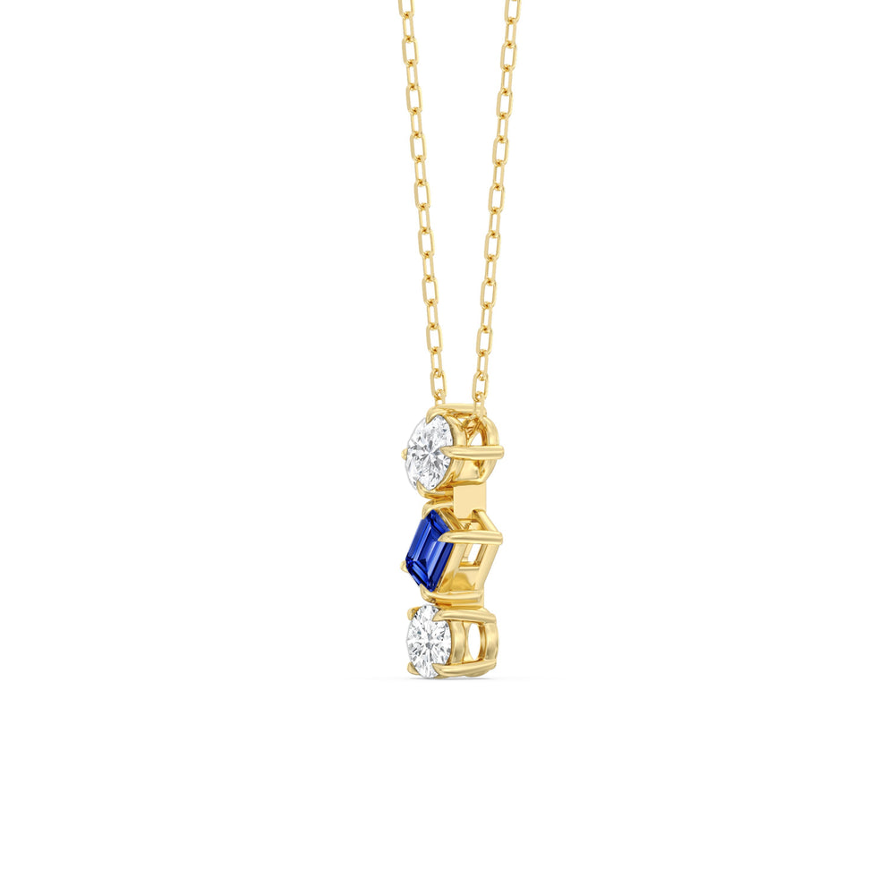 Sapphire And Diamond Sleek Sparkle NecklaceTest Drashya with 14KT Yellow Gold Cut Diamond in 14KT Yellow Gold view 2
