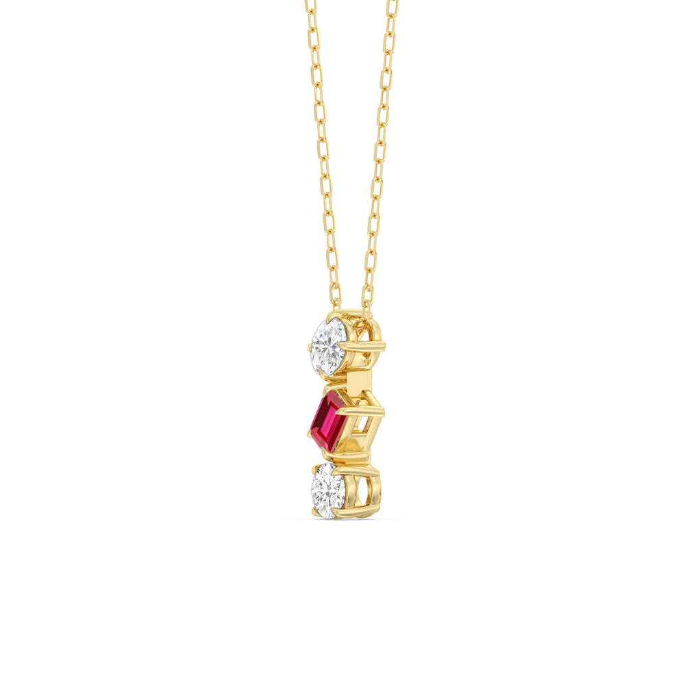 Ruby and Diamond Sleek Sparkle Necklace with 14KT Yellow Gold Cut Diamond in 14KT Yellow Gold view 2

