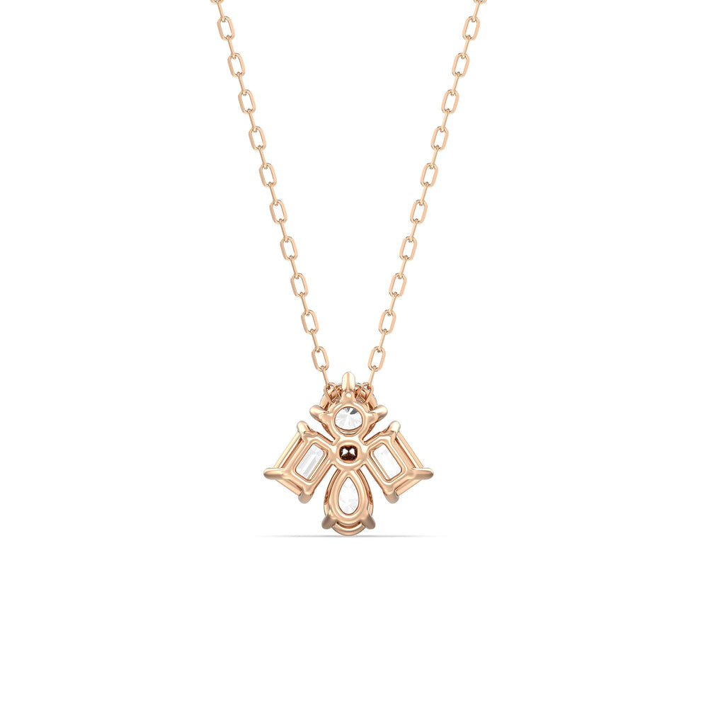 Sapphire and Diamond Gleaming Galaxy Necklace with 14KT Rose Gold Cut Diamond in 14KT Rose Gold view 4
