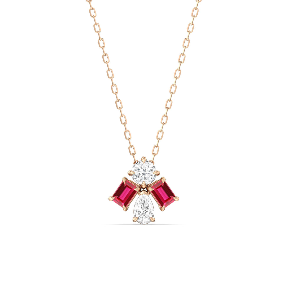 Ruby And Diamond Gleaming Galaxy NecklaceTest Drashya with 14KT Rose Gold Cut Diamond in 14KT Rose Gold view 1
