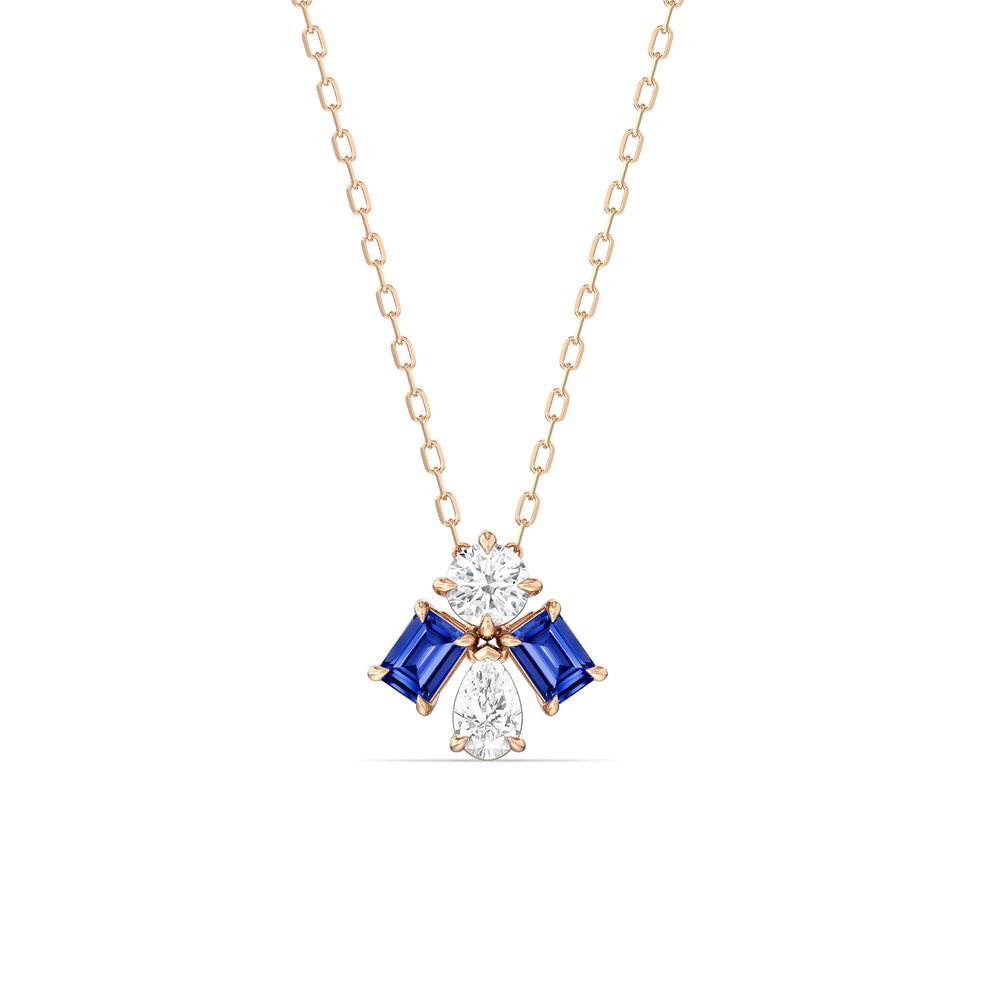 Sapphire And Diamond Gleaming Galaxy NecklaceTest Drashya with 14KT Rose Gold Cut Diamond in 14KT Rose Gold view 1
