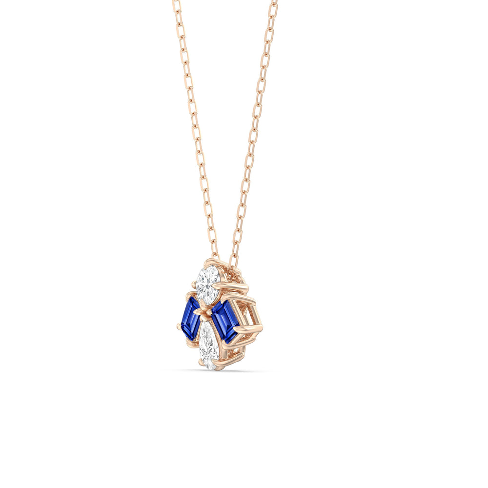 Sapphire And Diamond Gleaming Galaxy NecklaceTest Drashya with 14KT Rose Gold Cut Diamond in 14KT Rose Gold view 2

