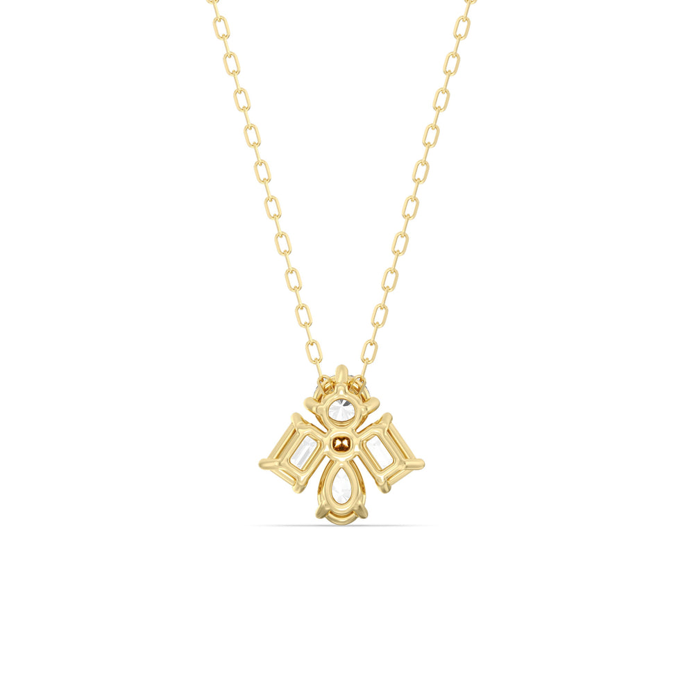 Emerald and Diamond Gleaming Galaxy Necklace with 14KT Yellow Gold Cut Diamond in 14KT Yellow Gold view 4
