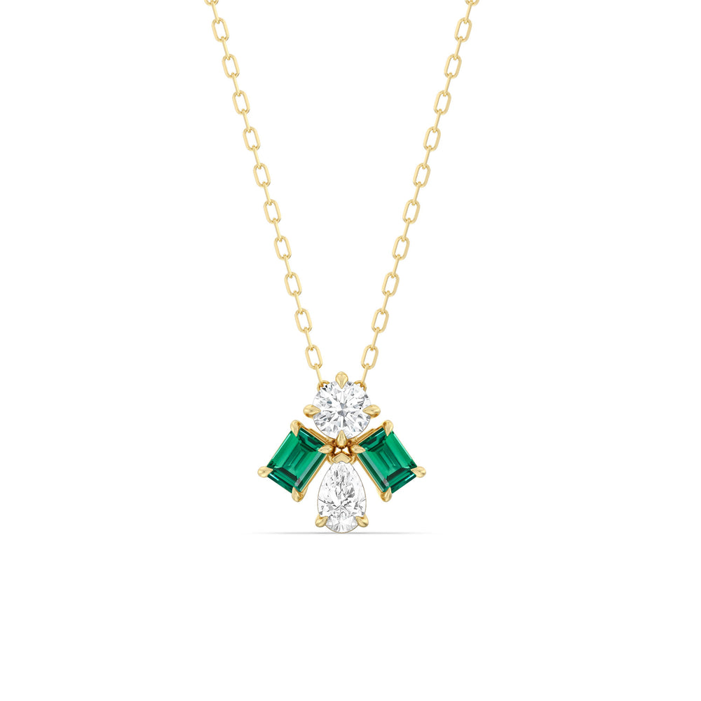 Emerald And Diamond Gleaming Galaxy NecklaceTest Drashya with 14KT Yellow Gold Cut Diamond in 14KT Yellow Gold view 1
