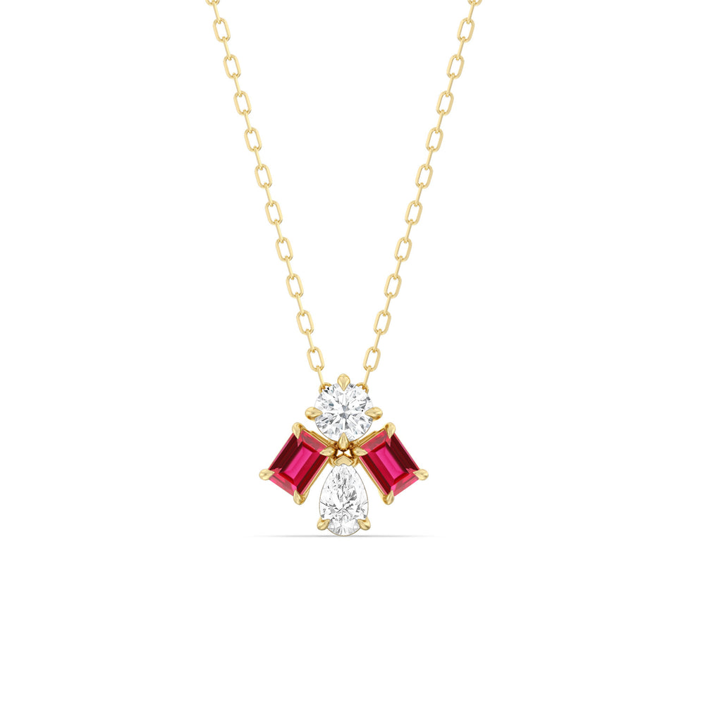 Ruby And Diamond Gleaming Galaxy NecklaceTest Drashya with 14KT Yellow Gold Cut Diamond in 14KT Yellow Gold view 1
