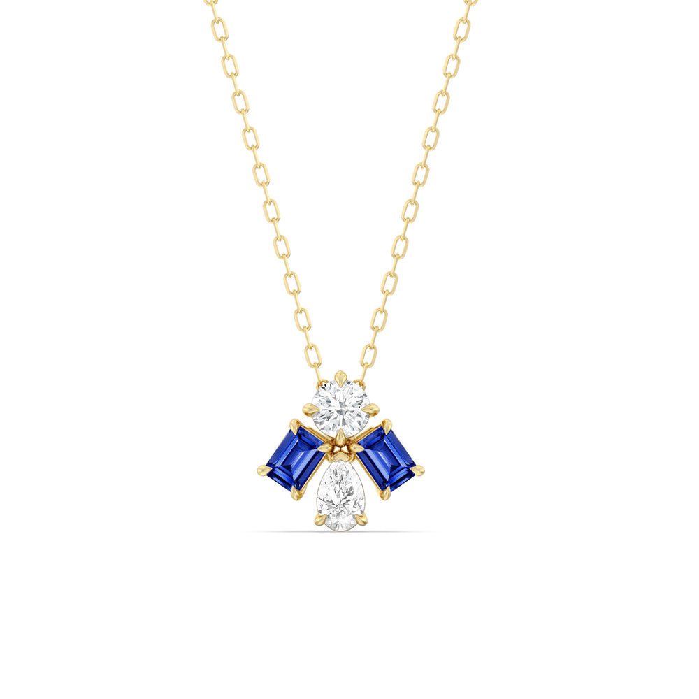 Sapphire And Diamond Gleaming Galaxy NecklaceTest Drashya with 14KT Yellow Gold Cut Diamond in 14KT Yellow Gold view 1
