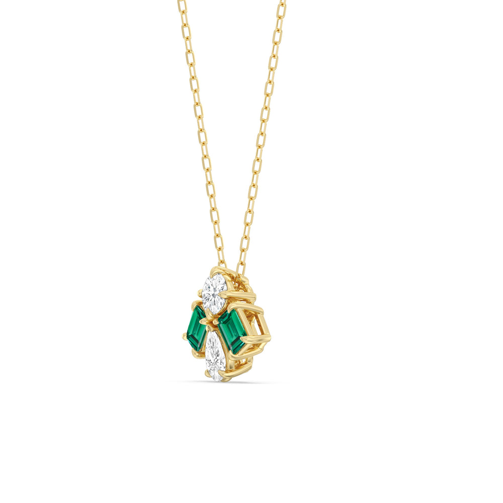 Emerald And Diamond Gleaming Galaxy NecklaceTest Drashya with 14KT Yellow Gold Cut Diamond in 14KT Yellow Gold view 2
