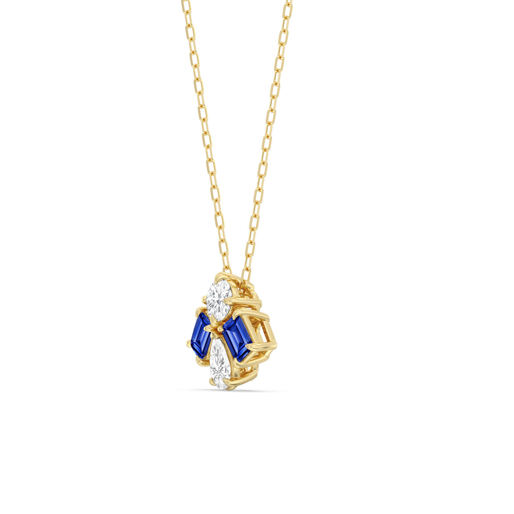 Sapphire And Diamond Gleaming Galaxy NecklaceTest Drashya with 14KT Yellow Gold Cut Diamond in 14KT Yellow Gold view 2
