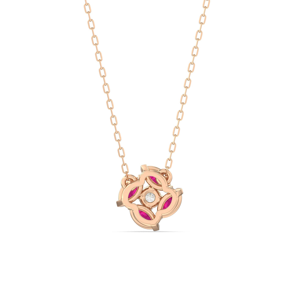 Ruby And Diamond Hydrangea NecklaceTest Drashya with 14KT Rose Gold Cut Diamond in 14KT Rose Gold view 4
