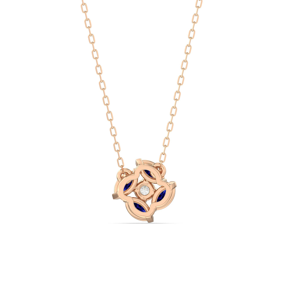 Sapphire And Diamond Hydrangea NecklaceTest Drashya with 14KT Rose Gold Cut Diamond in 14KT Rose Gold view 4
