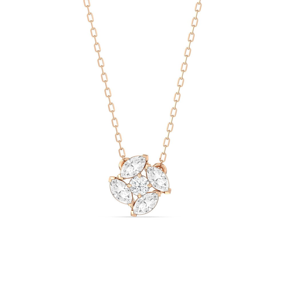 Hydrangea Necklace with 14KT Rose Gold / Lab / 1 Cut Diamond in 14KT Rose Gold / Lab / 1 view 1
