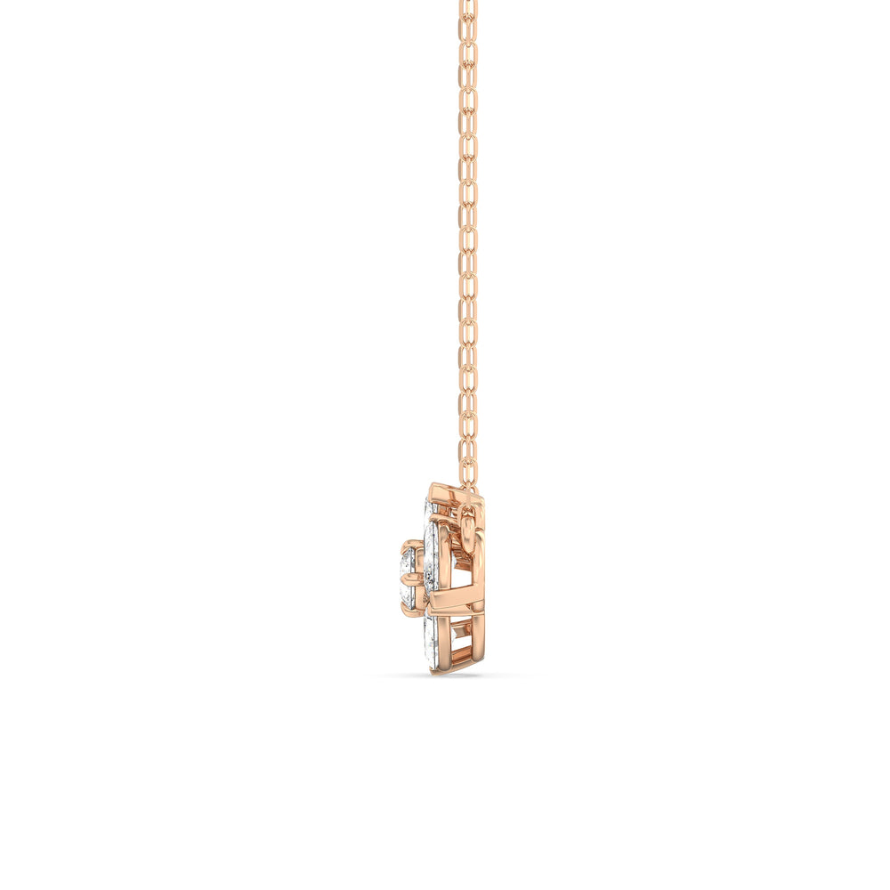 Hydrangea Necklace with 14KT Rose Gold / Lab / 1 Cut Diamond in 14KT Rose Gold / Lab / 1 view 5
