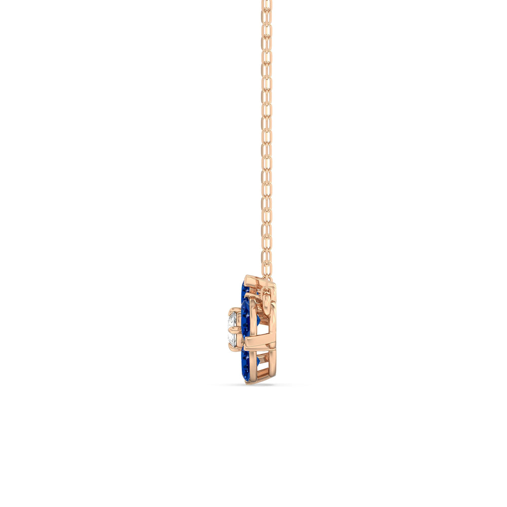 Sapphire And Diamond Hydrangea NecklaceTest Drashya with 14KT Rose Gold Cut Diamond in 14KT Rose Gold view 3
