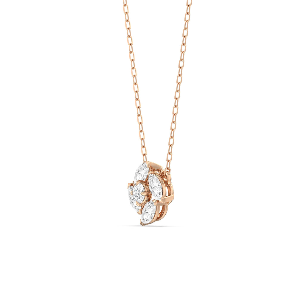 Hydrangea Necklace with 14KT Rose Gold / Lab / 1 Cut Diamond in 14KT Rose Gold / Lab / 1 view 2
