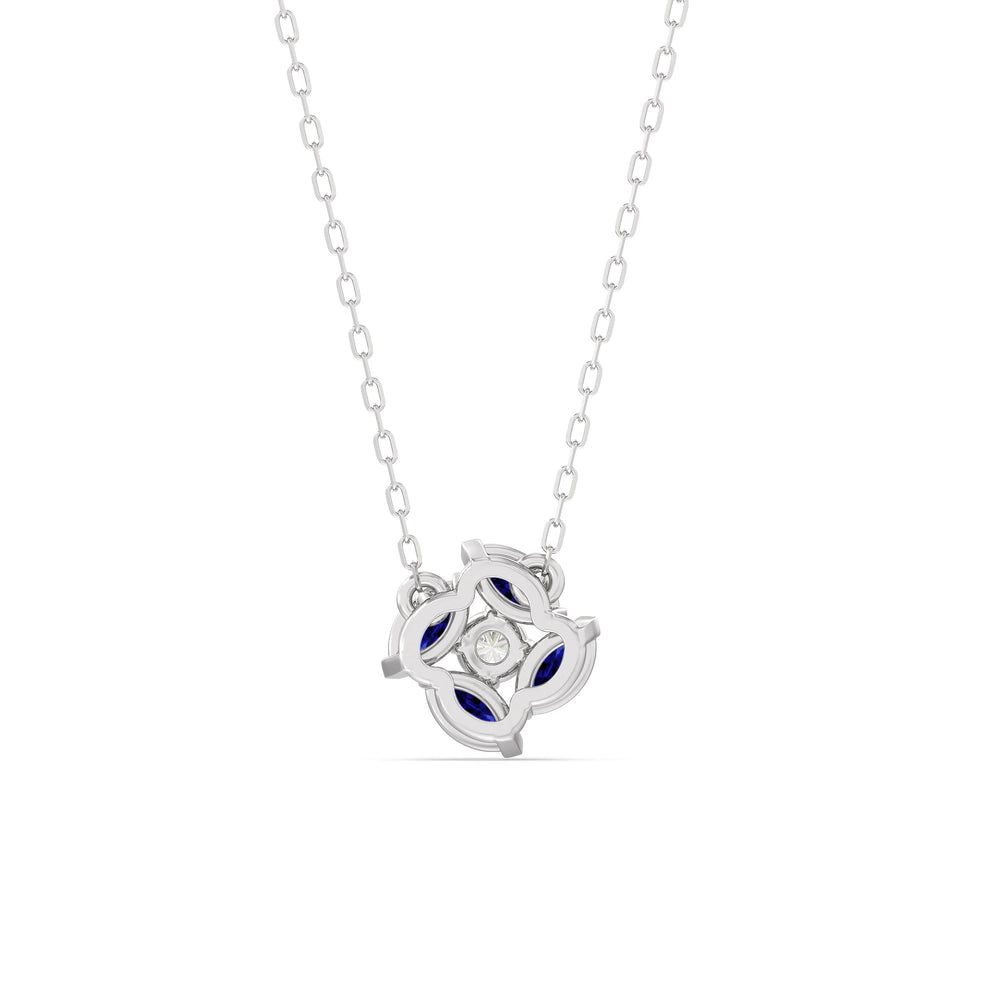 Sapphire And Diamond Hydrangea NecklaceTest Drashya with 14KT White Gold Cut Diamond in 14KT White Gold view 4
