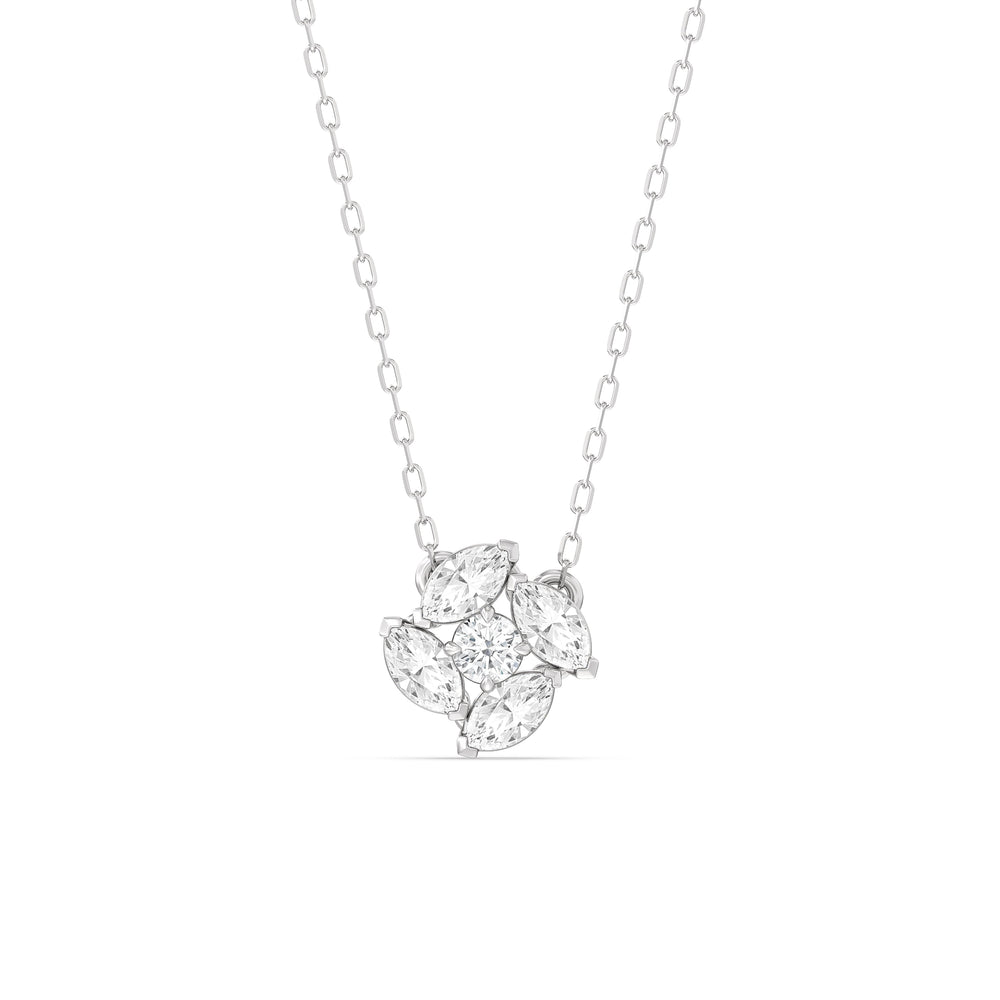 Hydrangea Necklace with 14KT White Gold / Lab / 1 Cut Diamond in 14KT White Gold / Lab / 1 view 1
