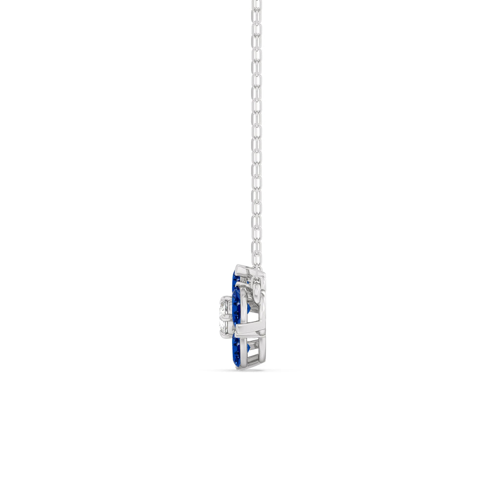 Sapphire And Diamond Hydrangea NecklaceTest Drashya with 14KT White Gold Cut Diamond in 14KT White Gold view 3
