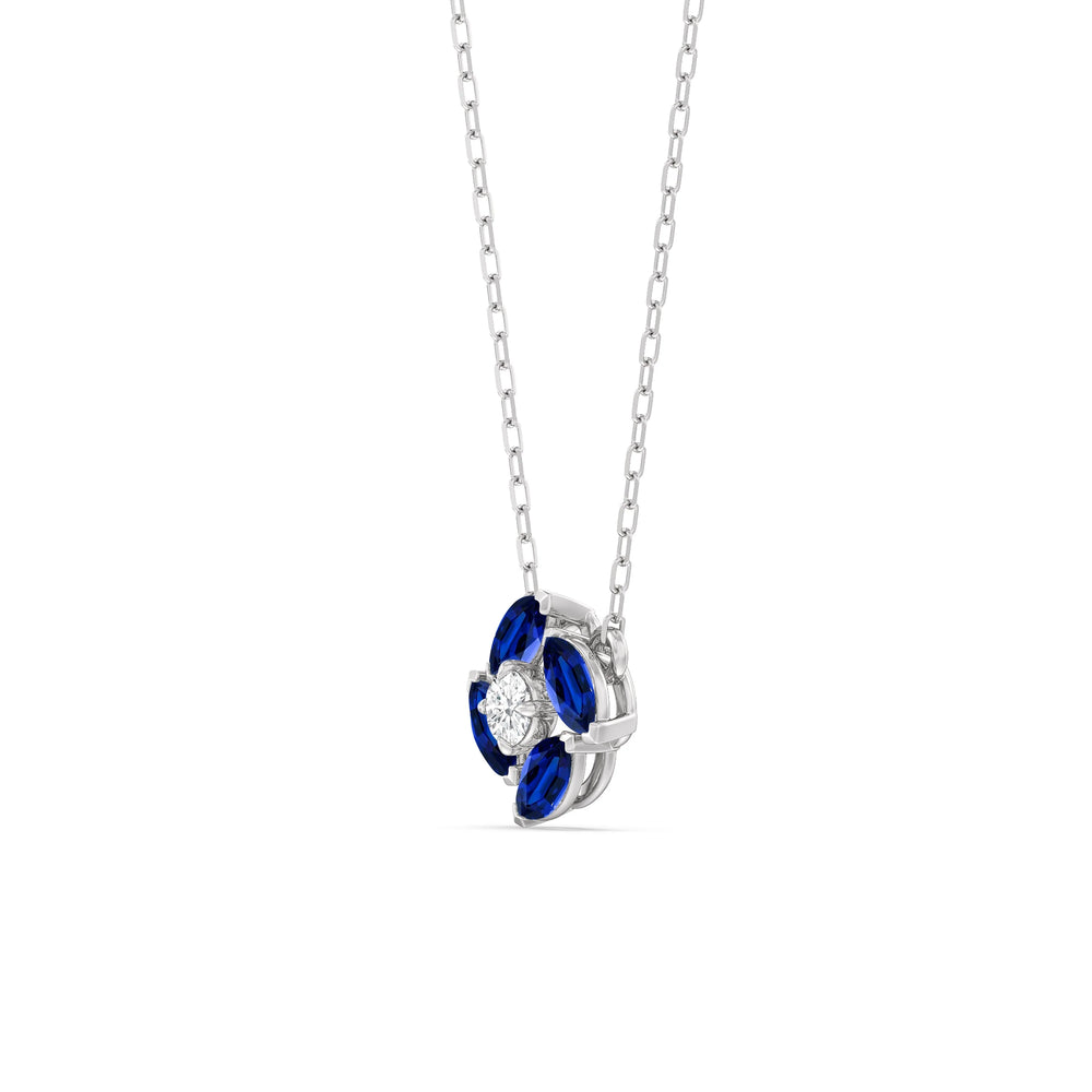 Sapphire And Diamond Hydrangea NecklaceTest Drashya with 14KT White Gold Cut Diamond in 14KT White Gold view 2
