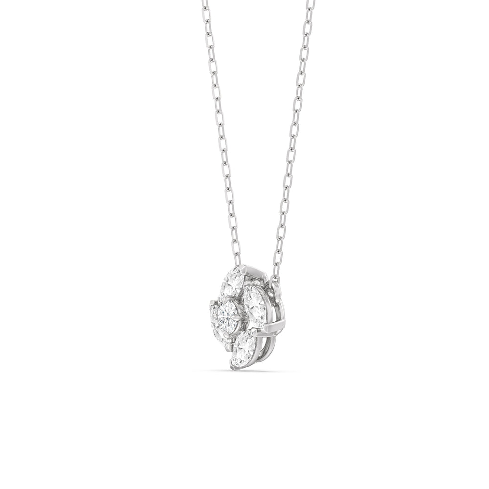 Hydrangea Necklace with 14KT White Gold / Lab / 1 Cut Diamond in 14KT White Gold / Lab / 1 view 2
