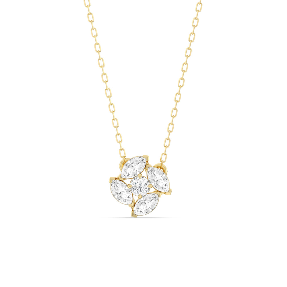 Hydrangea Necklace with 14KT Yellow Gold / Lab / 1 Cut Diamond in 14KT Yellow Gold / Lab / 1 view 1
