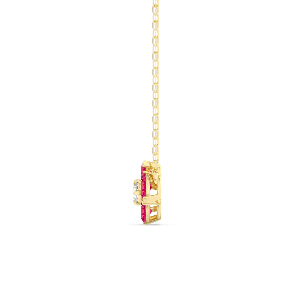 Ruby And Diamond Hydrangea NecklaceTest Drashya with 14KT Rose Gold Cut Diamond in 14KT Rose Gold view 3
