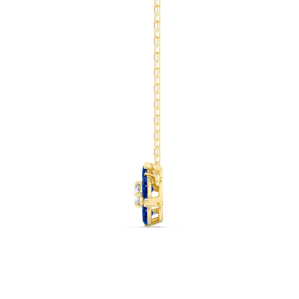 Sapphire And Diamond Hydrangea NecklaceTest Drashya with 14KT Yellow Gold Cut Diamond in 14KT Yellow Gold view 3
