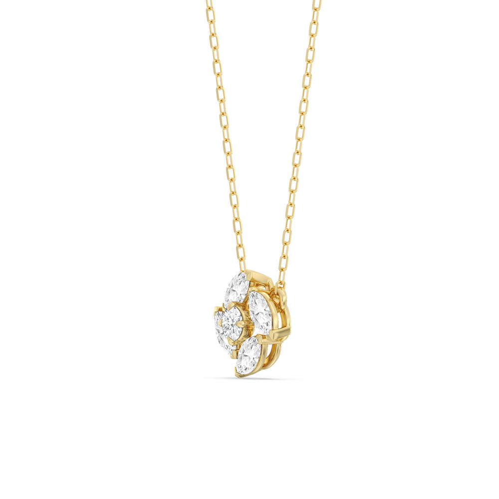 Hydrangea Necklace with 14KT Yellow Gold / Lab / 1 Cut Diamond in 14KT Yellow Gold / Lab / 1 view 2
