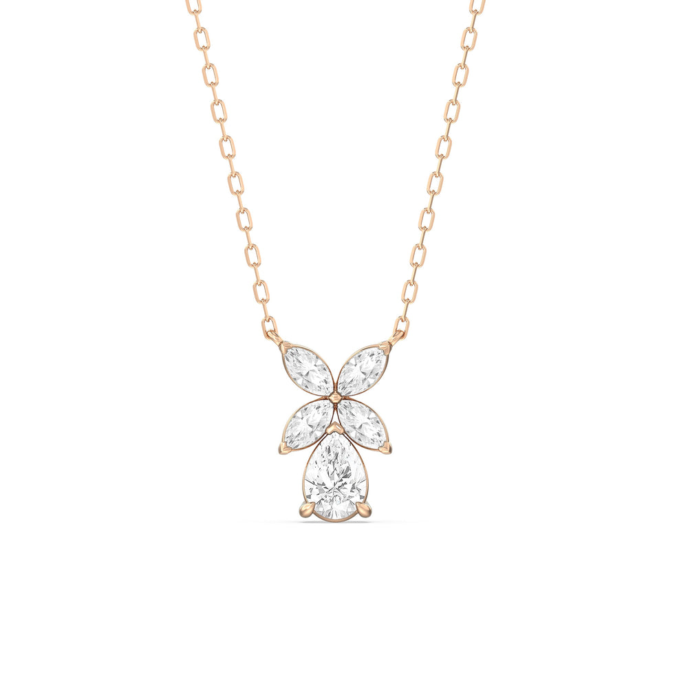 Tulip Drop Necklace with 14KT Rose Gold / Lab / 1 Cut Diamond in 14KT Rose Gold / Lab / 1 view 1

