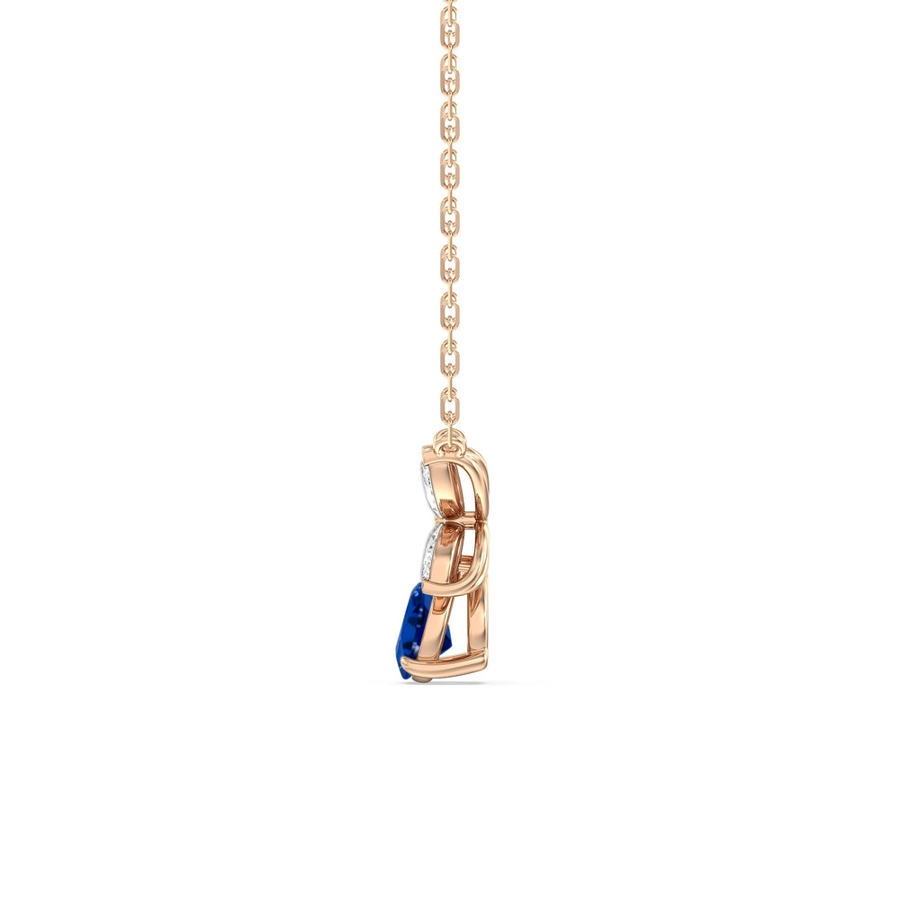 Sapphire And Diamond Tulip Drop NecklaceTest Drashya with 14KT Rose Gold Cut Diamond in 14KT Rose Gold view 3
