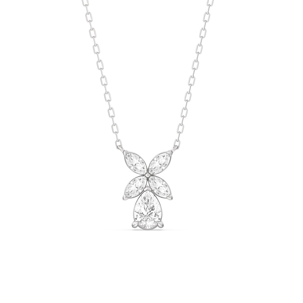 Tulip Drop Necklace with Sterling Silver / Lab / 1 Cut Diamond in 14KT Sterling Silver / Lab / 1 view 1
