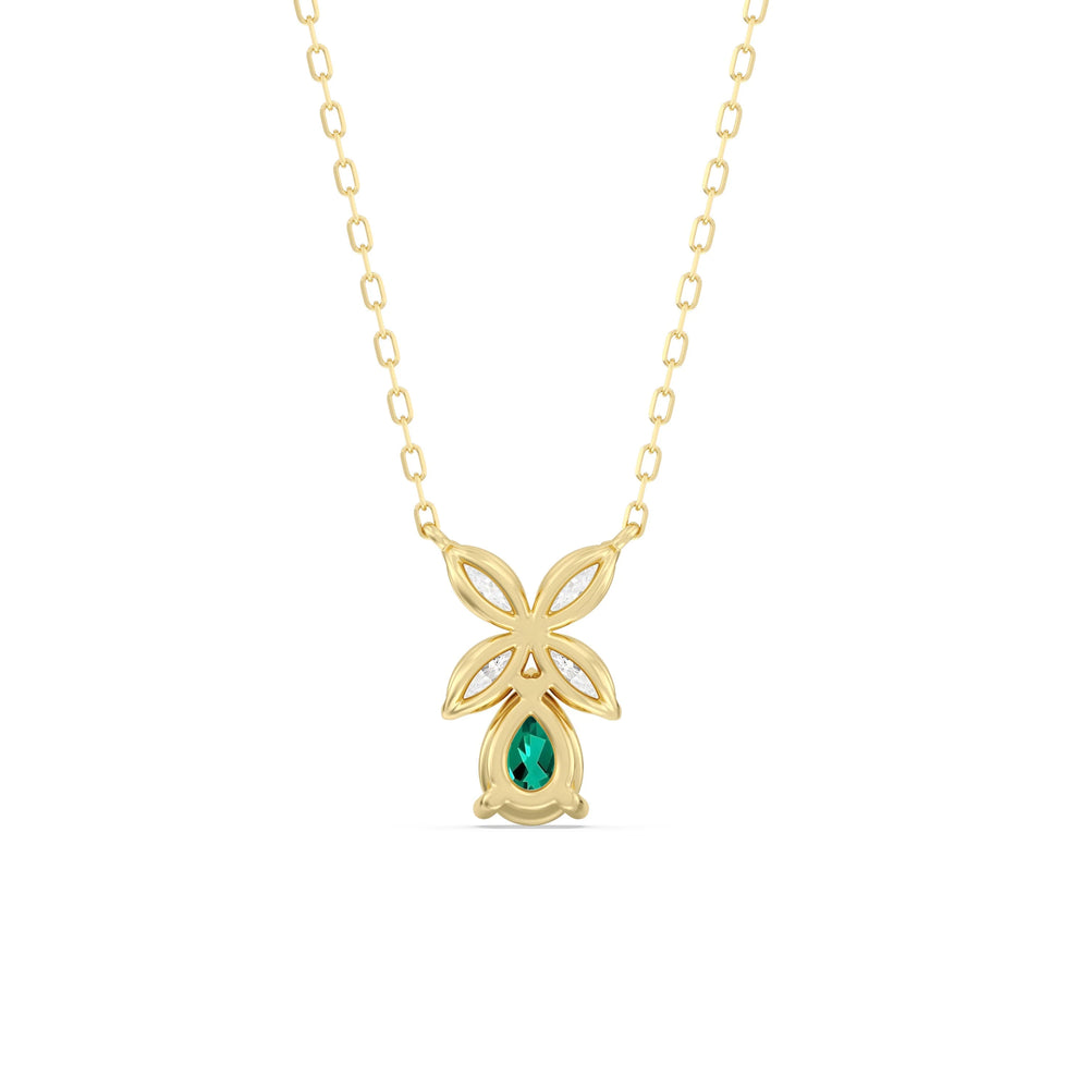 Emerald And Diamond Tulip Drop NecklaceTest Drashya with 14KT Yellow Gold Cut Diamond in 14KT Yellow Gold view 4

