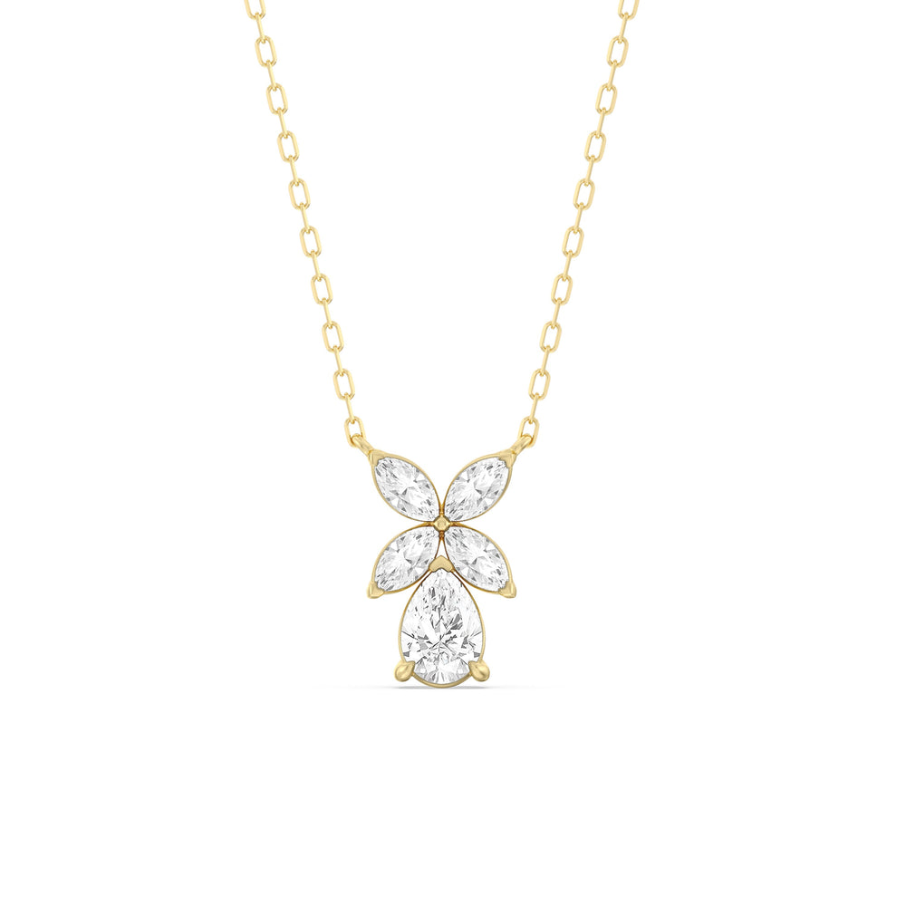Tulip Drop Necklace with 14KT Yellow Gold / Lab / 1 Cut Diamond in 14KT Yellow Gold / Lab / 1 view 1
