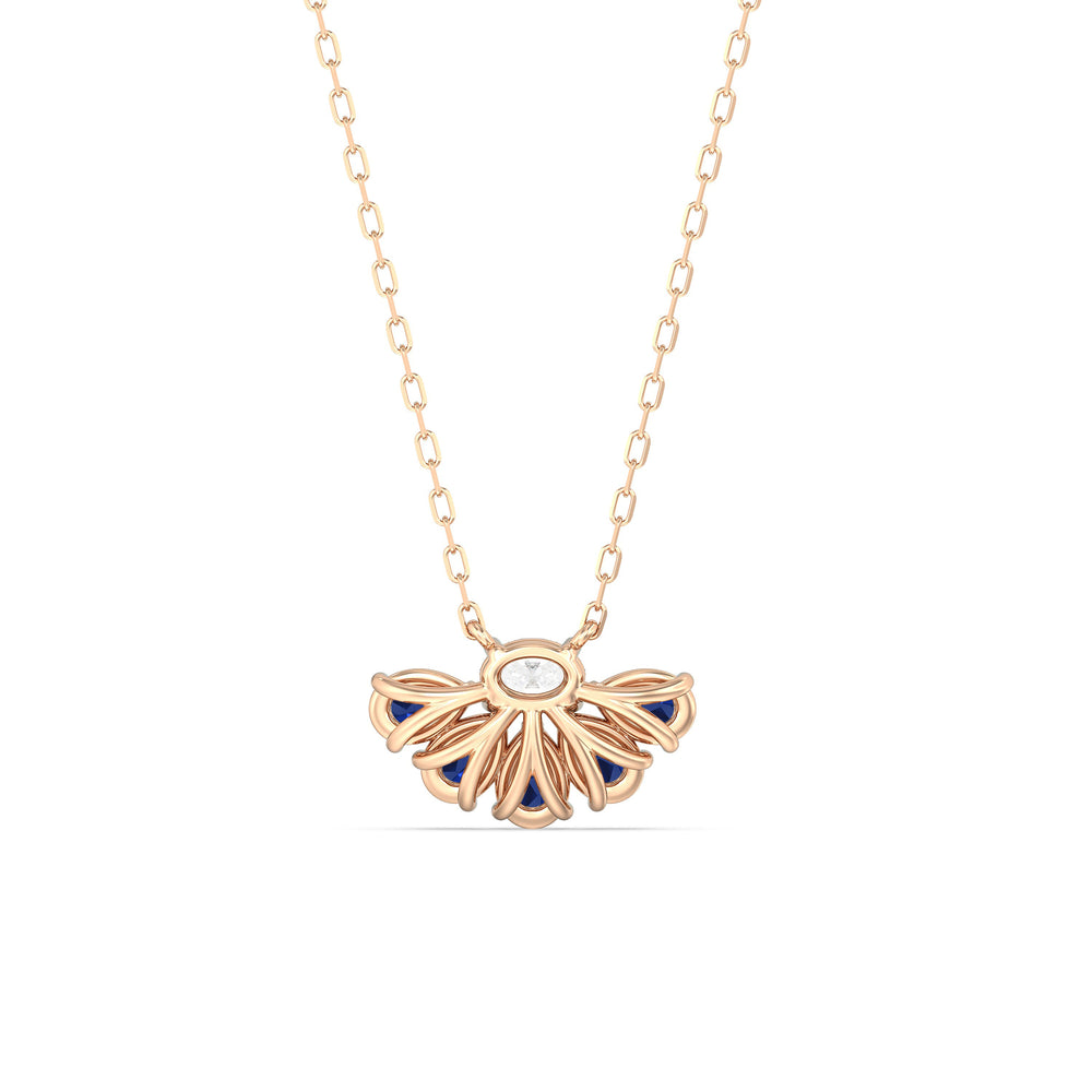 Sapphire and Diamond Twinkling Teardrip Necklace with 14KT Rose Gold Cut Diamond in 14KT Rose Gold view 4
