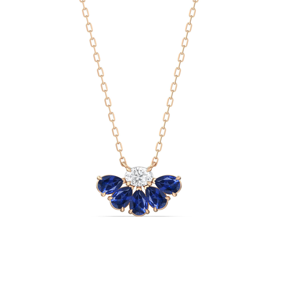 Sapphire And Diamond Twinkling Teardrip NecklaceTest Drashya with 14KT Rose Gold Cut Diamond in 14KT Rose Gold view 1
