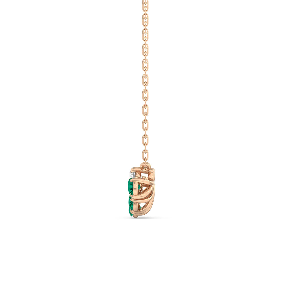 Emerald And Diamond Twinkling Teardrip NecklaceTest Drashya with 14KT Rose Gold Cut Diamond in 14KT Rose Gold view 3
