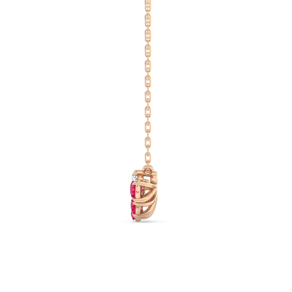 Ruby and Diamond Twinkling Teardrip Necklace with 14KT Rose Gold Cut Diamond in 14KT Rose Gold view 3
