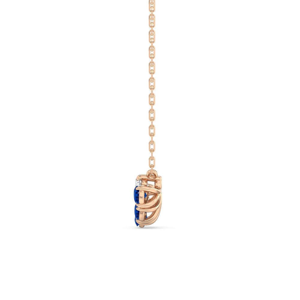 Sapphire and Diamond Twinkling Teardrip Necklace with 14KT Rose Gold Cut Diamond in 14KT Rose Gold view 3
