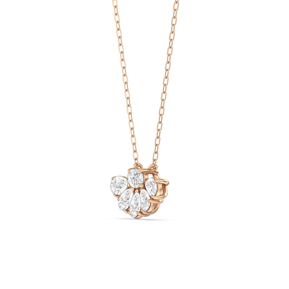 Daisy Petals Necklace with 14KT Rose Gold / Lab / 1 Cut Diamond in 14KT Rose Gold / Lab / 1 view 2

