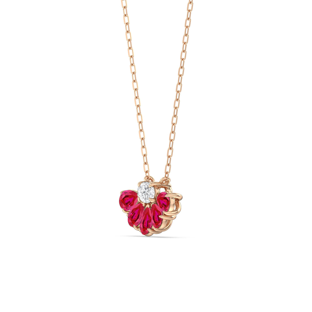 Ruby And Diamond Twinkling Teardrip NecklaceTest Drashya with 14KT Rose Gold Cut Diamond in 14KT Rose Gold view 2

