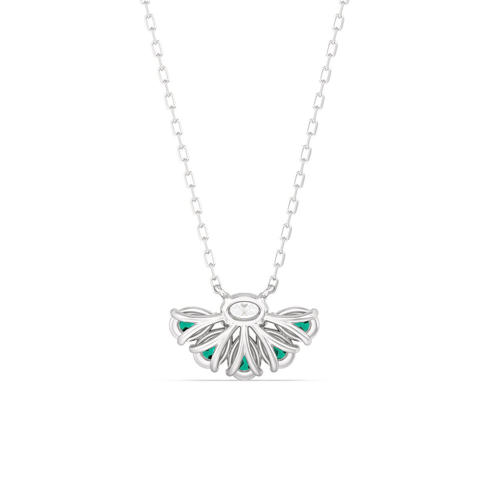 Emerald and Diamond Twinkling Teardrip Necklace with Sterling Silver Cut Diamond in 14KT Sterling Silver view 4

