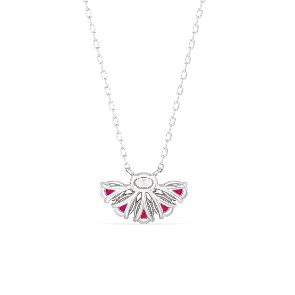 Ruby and Diamond Twinkling Teardrip Necklace with 14KT White Gold Cut Diamond in 14KT White Gold view 4
