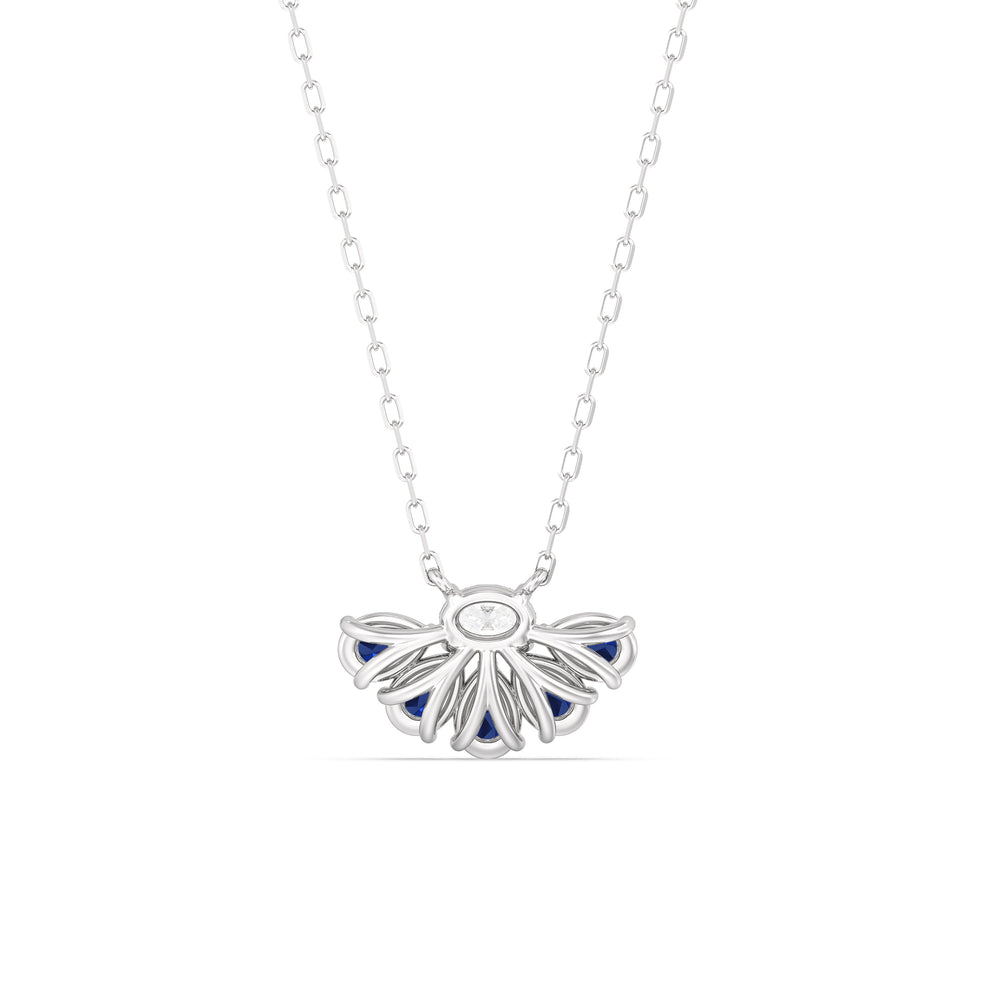 Sapphire and Diamond Twinkling Teardrip Necklace with 14KT White Gold Cut Diamond in 14KT White Gold view 4
