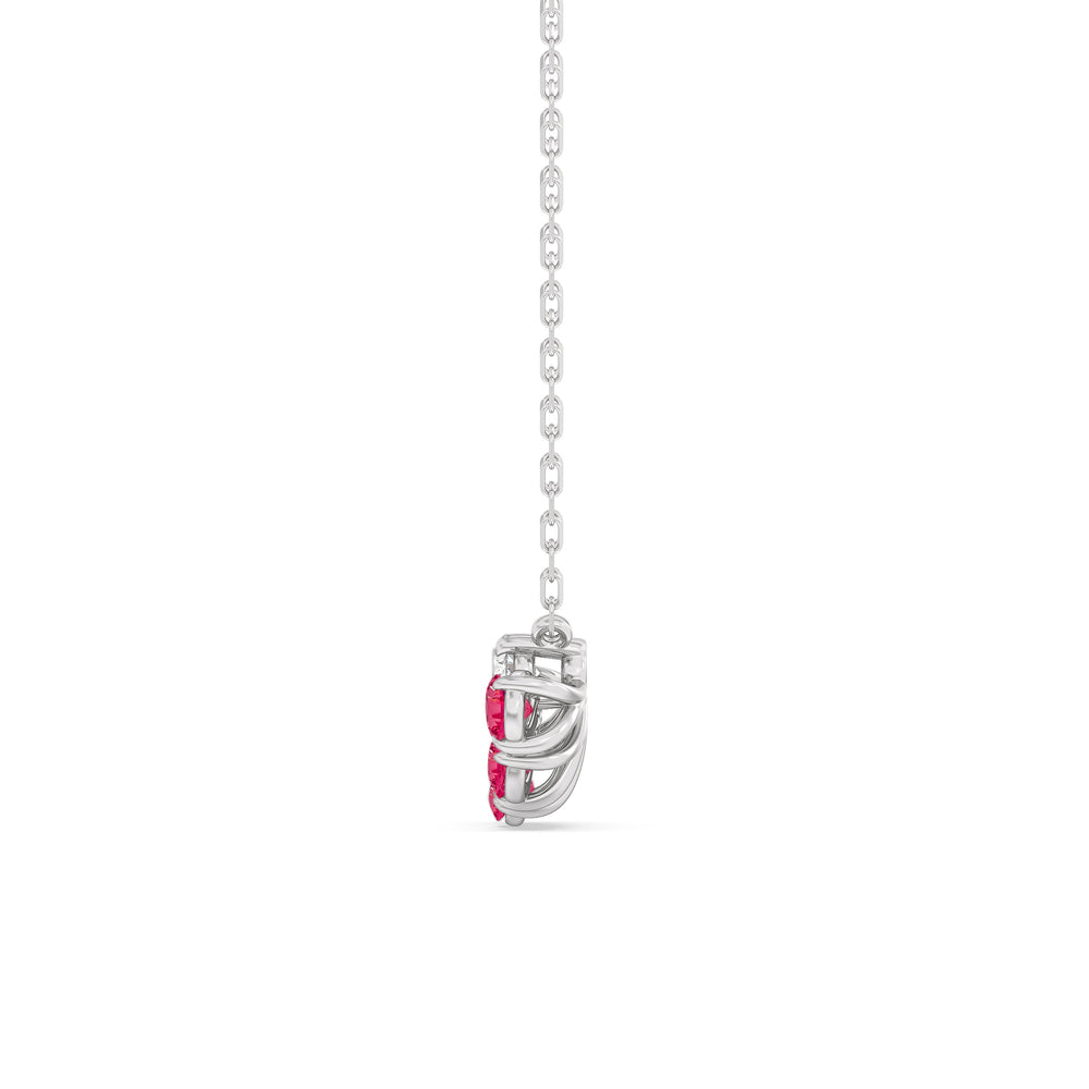 Ruby and Diamond Twinkling Teardrip Necklace with Sterling Silver Cut Diamond in 14KT Sterling Silver view 3
