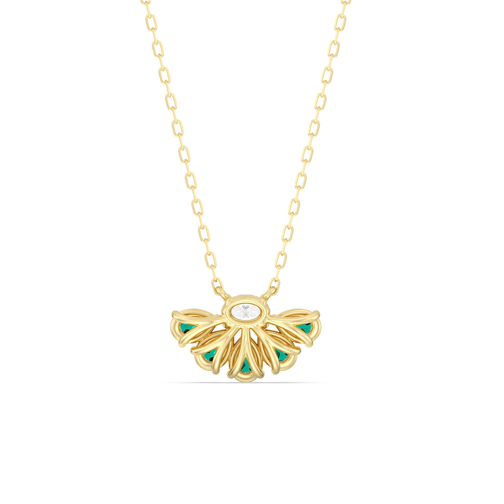 Emerald and Diamond Twinkling Teardrip Necklace with 14KT Yellow Gold Cut Diamond in 14KT Yellow Gold view 4
