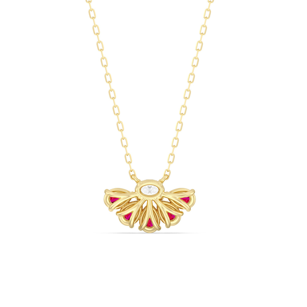 Ruby and Diamond Twinkling Teardrip Necklace with 14KT Yellow Gold Cut Diamond in 14KT Yellow Gold view 4
