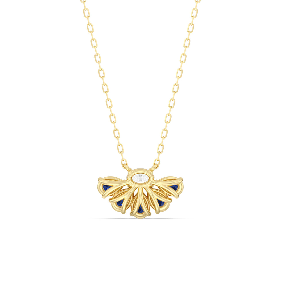 Sapphire and Diamond Twinkling Teardrip Necklace with 14KT Yellow Gold Cut Diamond in 14KT Yellow Gold view 4
