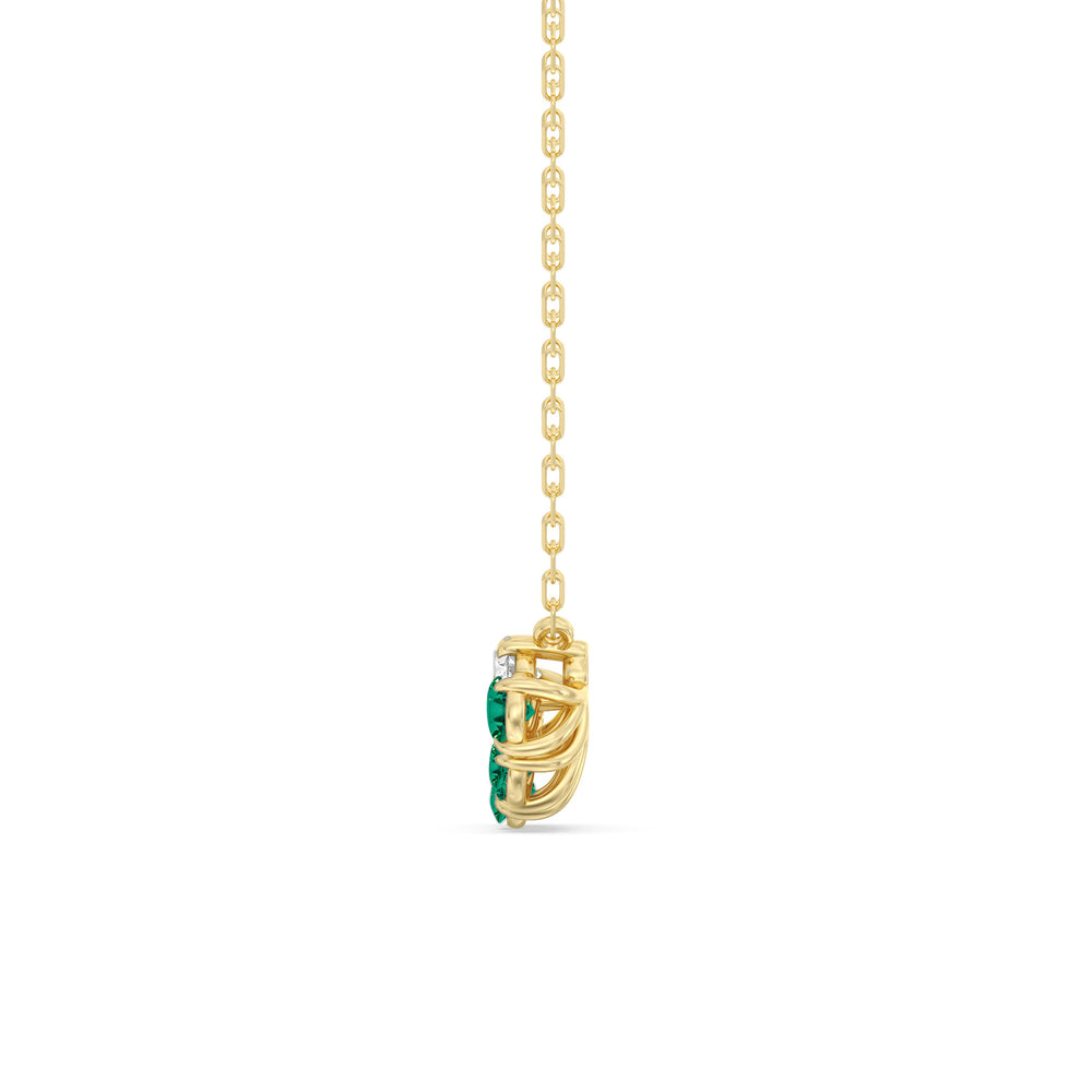 Emerald and Diamond Twinkling Teardrip Necklace with 14KT Yellow Gold Cut Diamond in 14KT Yellow Gold view 3
