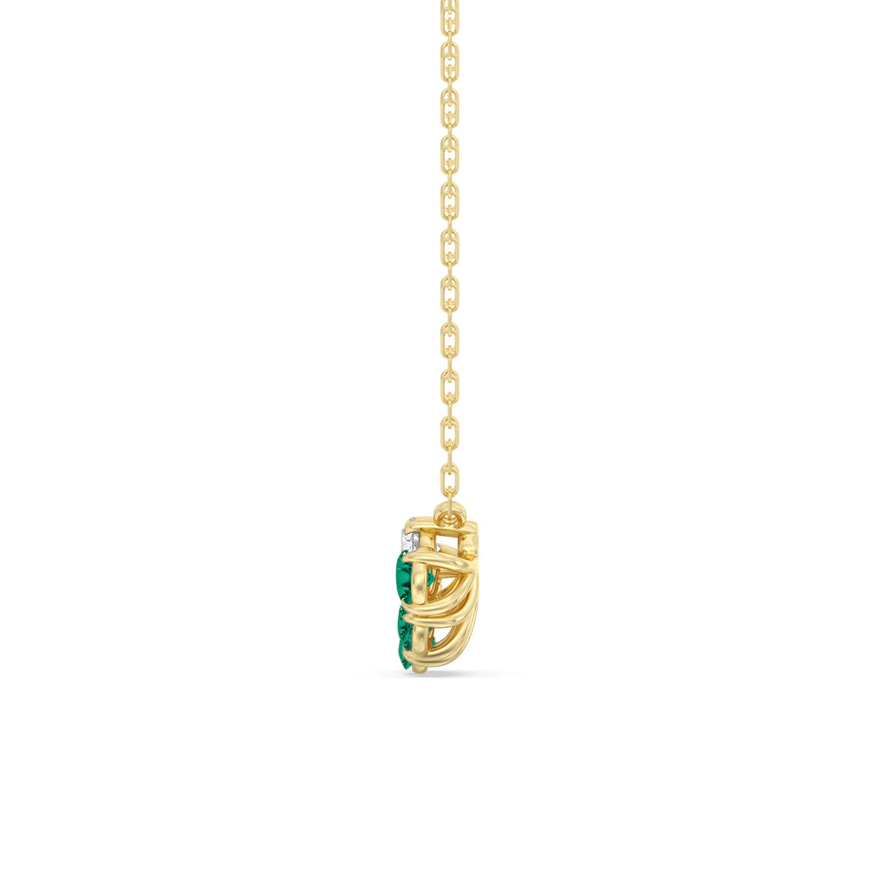 Emerald And Diamond Twinkling Teardrip NecklaceTest Drashya with 14KT Yellow Gold Cut Diamond in 14KT Yellow Gold view 3
